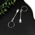 Silver Tone Crown Handle Fork Keychain with Metal Hardware view 4