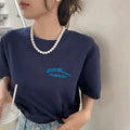 White Faux Pearl Strand Necklace Gold Clasp Six Diameters view 4
