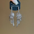 Crystal Wing Long Drop Earrings in Gold and Silver Tones view 6