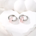 Silver Tone Irregular Donut Stone Bead Hoop Earrings in Eight Colors view 11
