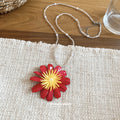 Colorful Daisy Pendant Faux Pearl Necklaces in Six Colors view 4