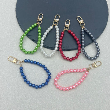 8mm Pearl Bead Wristlet Strap with Gold-Tone Swivel Clasp