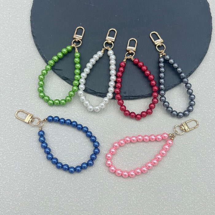 8mm Pearl Bead Wristlet Strap with Gold-Tone Swivel Clasp