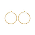 Gold Tone Twisted Oval Hoop Earrings with Detailed Finish view 5