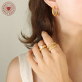 Solid Thick C Shape Hoop Earrings Gold Steel Small Large view 3