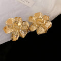 Layered Metal Flower Statement Stud Earrings in Two Finishes view 6