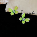 Green Enamel Butterfly Studs Silver Butterfly Necklace view 6