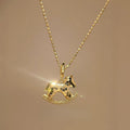 Rocking Horse Pendant Necklace in Gold and Silver Tones view 6
