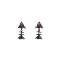 Silver and Black Pink Stone Fish Skeleton Stud Earrings view 5