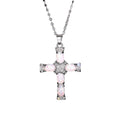 Opal-Look Cross Pendant Necklace Rose Gold and Silver view 5