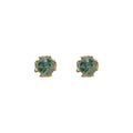 Gold Tone Round Faceted Stone Stud Earrings In Green And Ivory view 5