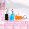 Silver Tone Translucent Gummy Bear Huggie Earring Eight Piece Set view 3
