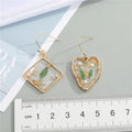 Gold Tone Pressed Leaf and Pearl Resin Hook Earrings in Two Shapes view 4