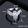 Pear Stone Wing-Shaped Statement Ring In Four Colors Silver Tone view 4