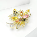 Multicolor Crystal Flower Brooch With Clear Stone Drop view 2
