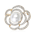 Openwork Camellia Brooch with Pearl Center for Jackets, Coats, and Scarves view 1