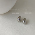 Silver Tone Polished Irregular Teardrop Chunky Stud Earrings view 4