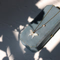 Gold Tone White Butterfly Pendant Necklace with Fine Chain view 6