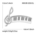 Piano Keyboard Brooch In Metal With A Treble Clef And Black-And-White Keyboard Bars view 7