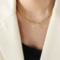 Gold Rope Chain Crystal Initial Letter Pendant Necklace view 6