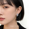 Silver-Tone Openwork Flower Stud Earrings Light Purple Stone view 2