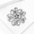 Openwork Pearl Flower Brooch With Curled Metal Petals view 4