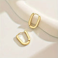 Rounded U Hoop Earrings in Gold and Silver Tones Polished Metal Jewelry view 3