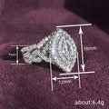 Marquise Halo Clear Stone Silver Tone Bridal Ring Set Sizes 6-10 view 4