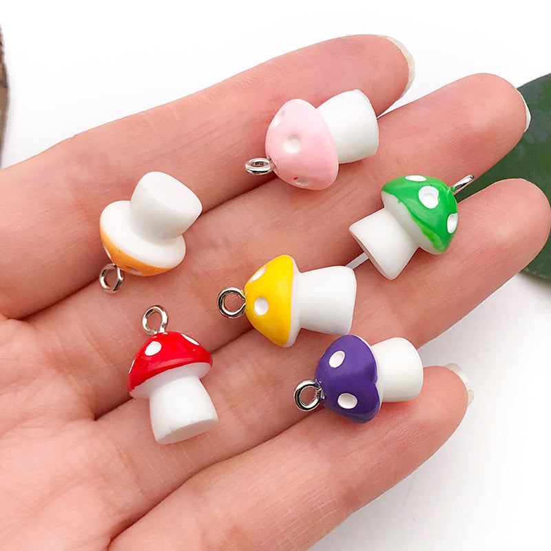 Colorful Resin 3D Mushroom Charm Pendant for DIY Keychain Bracelet Jewelry Accessories
