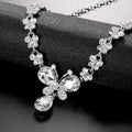 Black Silver Tone Flower Crystal Metal Necklace and Earring Set view 4