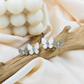 White and Crystal Look Triple Butterfly Stud Earrings view 3