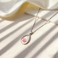 Silver Tone Clear Resin Pressed Flower Teardrop Pendant Necklaces view 6