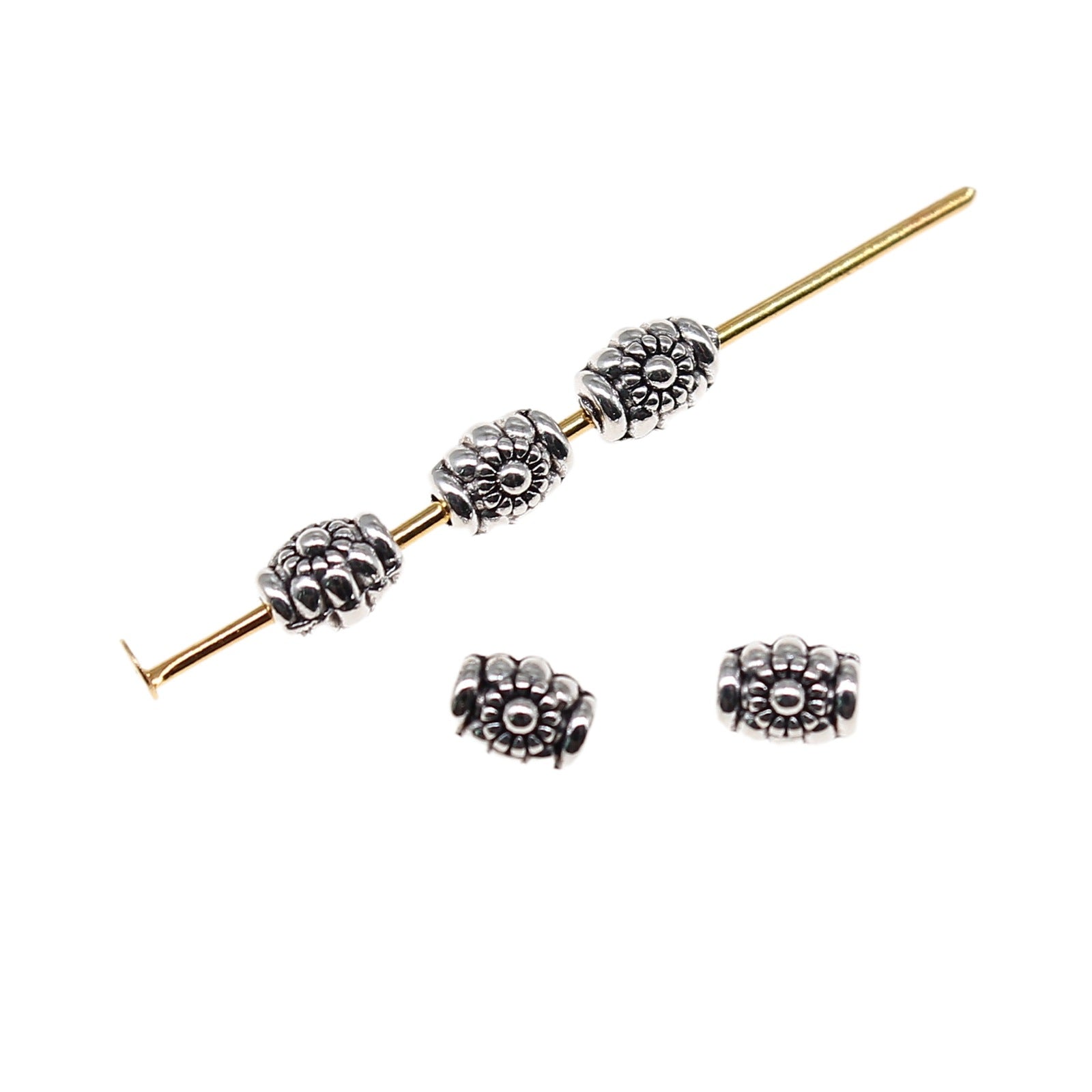 5x4mm 0.2g Zinc Alloy Oval Flower Small Hole Spacer Beads for Bracelet Necklace Making