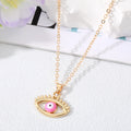 Gold Tone Colorful Lash and Teardrop Evil Eye Pendant Necklaces view 7