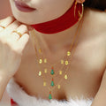 Gold Enamel Christmas Tree Zircon Charm Necklace Stainless view 2