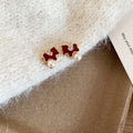 Gold Red Enamel Rocking Horse Necklace and Pearl Drop Studs view 7