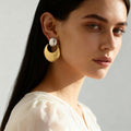 Hammered Crescent Drop Earrings in Gold Silver and Mixed Metal Finishes view 4