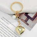 Puffy Metal Heart Charm Keychain With Bow Or Pearl Accent view 8
