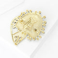 Matte Gold Cartoon Lion Brooch Multicolor Rhinestone Mane view 4