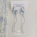 Silver-Tone Icy Glass Butterfly Crystal Tassel Drop Earrings view 4