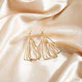 Gold and Silver Layered Triangle Extra Long Hook Earrings view 4
