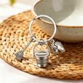 Silver Bucket Broom Gloves Cleaning Charm Keychain view 4