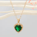 Gold Tone Faceted Heart Crystal Halo Pendant Necklaces in Three Colors view 3