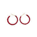 Red Flocked Hoop Earrings With Slim Gold Tone Hooks view 5