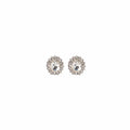 Silver Oval Crystal Halo Rhinestone Stud Earrings Pair view 5