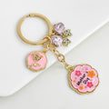 Gold Tone Enamel Flower Butterfly Charm Keychain With Mother's Day Pendant view 8