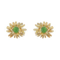 Gold Tone Green Center Daisy Flower Stud Earrings For Women view 5