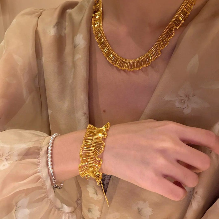 Gold Fringe Lace Necklace Bracelet Two Styles Sold Separate