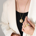 Openwork Circle Faux Pearl Pendant Necklace Stud Earrings view 1
