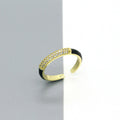 Gold Tone Crystal and Enamel Adjustable Open Rings in Six Colors view 6